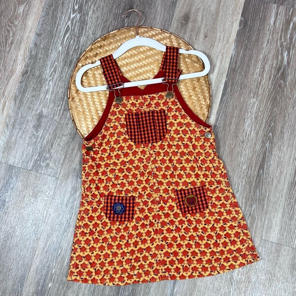 Catimini corduroy girls jumper dress apple peach size 6